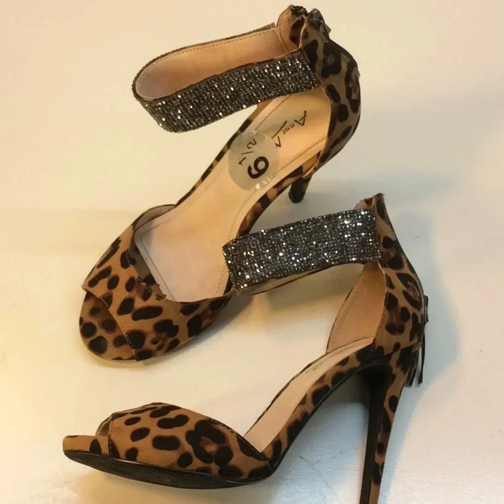 Anne Marie Leopard Print & Rhinestone Stilettos